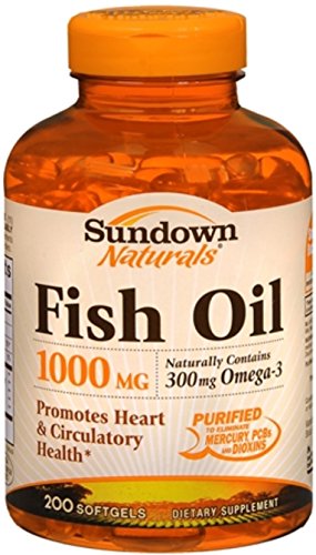 Sundown Fish Oil 1000 mg Softgels Cholesterol Free 200 Soft Gels (Pack of 3)