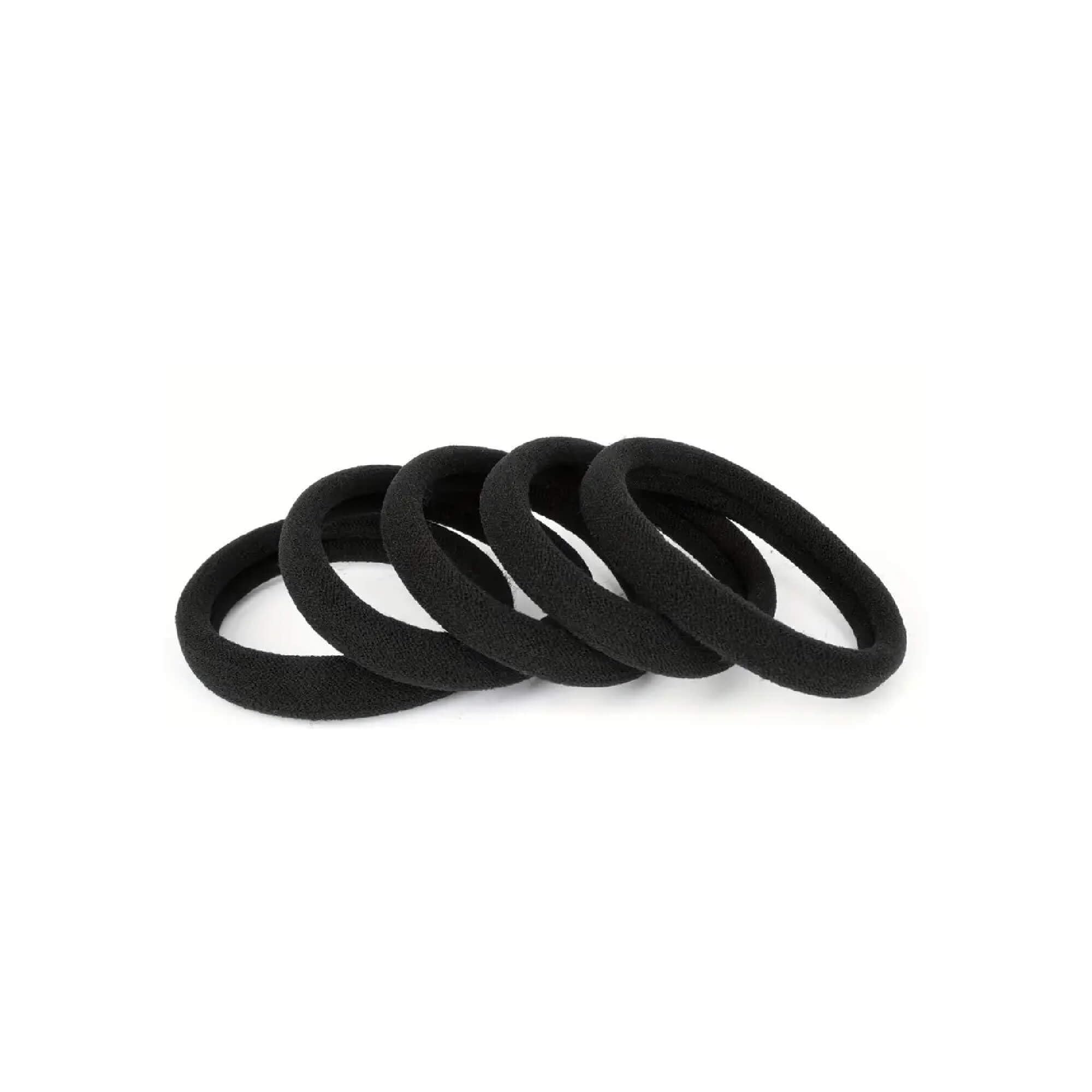 SEDLAV Large Black Hair Tie - Thick Cotton Seamless Ponytail Holder, Ideal Hair Accessories for Women, Durable and Gentle Hair Ties for Women - High Elastic, Non-Pull Hair Bands for Women's Hair