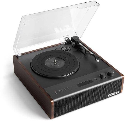 Victrola Eastwood Signature 3-Speed Bluetooth Turntable with Built-in Speakers and Dust Cover | Upgraded Turntable Audio Sound | Espresso (VTA-73-ESP)