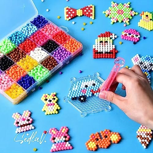 SEDLAV Water Fuse Beads - Beads Set in Vibrant Colors - Fuse Beads Kit with Plastic Tools,Unique Templates, Bead Storage Container