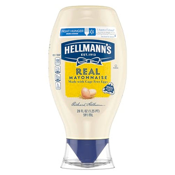 Hellmann's Real Mayonnaise Real Mayo Squeeze Bottle For a Rich Creamy Condiment Gluten Free, Made With 100% Cage-Free Eggs 20 oz