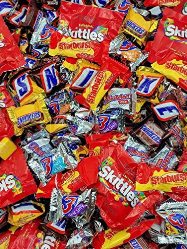 Easter Mars Candy and Chocolate Assorted Variety Bulk Bag , 7 lbs Individually Wrapped Bars Egg Hunts, Basket Filler, Egg Stuffer and Spring Decor, Includes Assortment of 3 Musketeers, Skittles, Snickers, Starburst, Twix, 375 Pieces