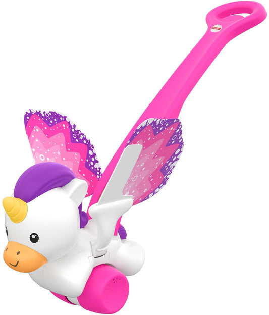 Fisher-Price Push & Flutter Unicorn, Infant Walking Toy with Sounds and Action