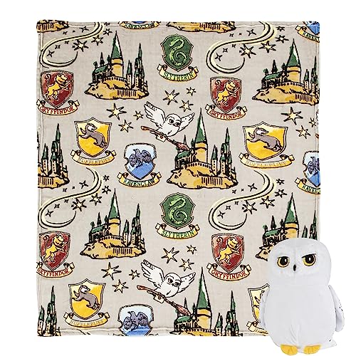 Northwest Harry Potter Character Hugger Pillow & Silk Touch Throw Blanket Set, 40" x 50", Hedwig Magic