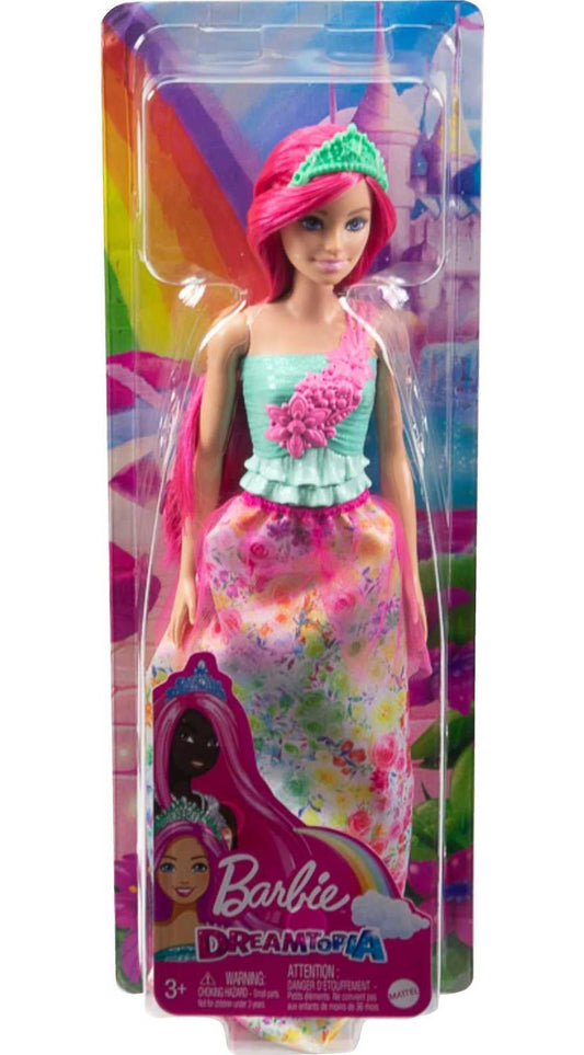 Barbie Dreamtopia Royal Doll with Dark-Pink Hair & Sparkly Bodice Wearing Removable Skirt, Shoes & Headband