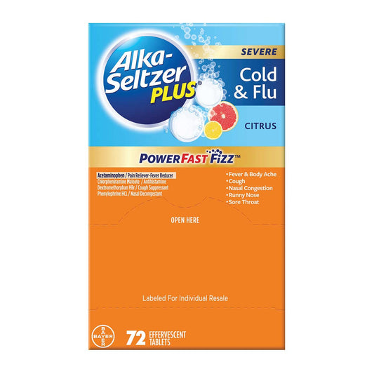 Alka-Seltzer Plus Severe Cold & Flu PowerFast Fizz, Citrus - 72 Tablets