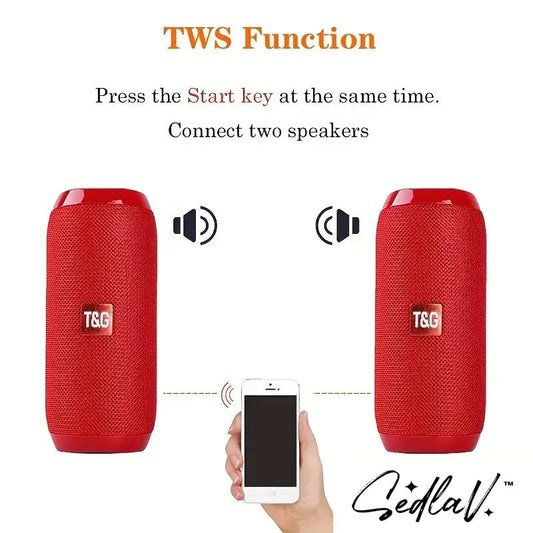 SEDLAV Portable Wireless Bass Speaker with FM Radio & Mic - Portable Bluetooth Stereo Speaker Enjoy Music Anywhere with TnGs Charging Cable Included