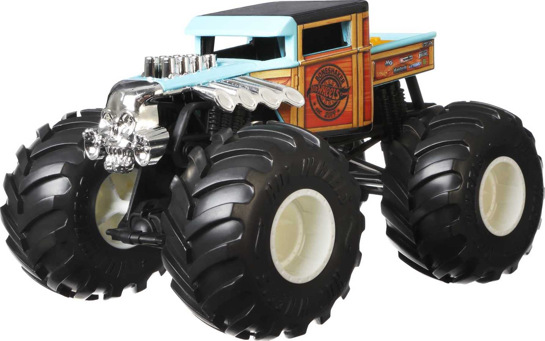 Hot Wheels Monster Trucks 1:24 Scale Vehicles, Collectible Die-Cast Metal Toy Trucks with Giant Wheels & Stylized Chassis, Gift for Kids Ages 3 Years Old & Up