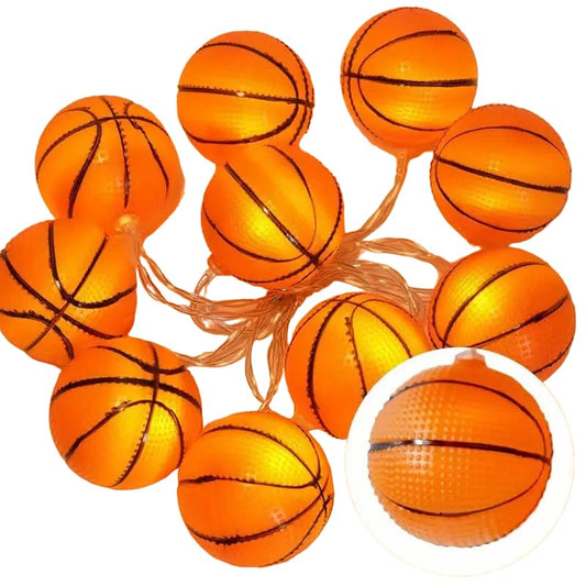 SEDLAV LED Basketball Decor String Lights Battery-Operated Sports Room Lighting for Boys Bedroom and Sports Theme Parties 10 cm for Indoor use