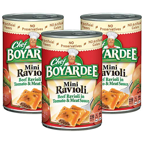 Chef Boyardee Canned Pasta 40oz Can (Pack of 4) Choose Flavor Below (Mini Beef Ravioli)