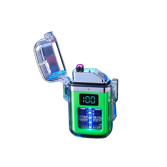 SEDLAV Electric Lighter - Windproof & Waterproof Plasma Lighter with USB Type-C Charging & Power Display, Transparent Lighter with Internal Chip Structure - Compact Survival Gear for Survival Candles