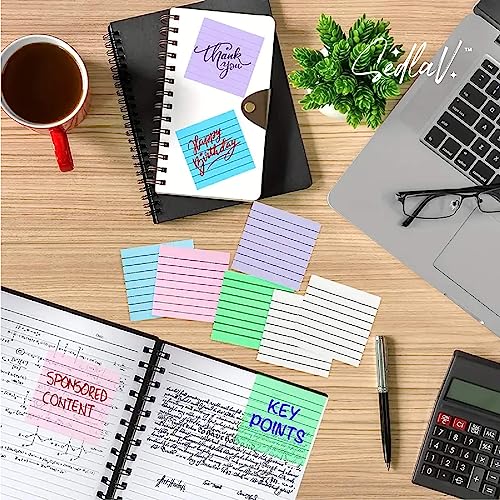 SEDLAV Transparent Sticky Notes - 6 Color Waterproof Adhesive Pads, Lined Post It Notes 3x3, Clear Sticky Notes with Strong Adhesive, Bright Neon Colors and White - Great for Home, Office