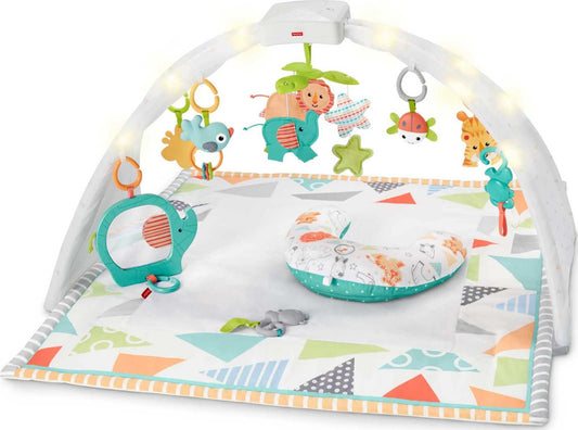 Fisher-Price Baby Safari Music & Lights Gym Tummy Time Playmat With Take-Along Toys For Newborns From Birth And Older