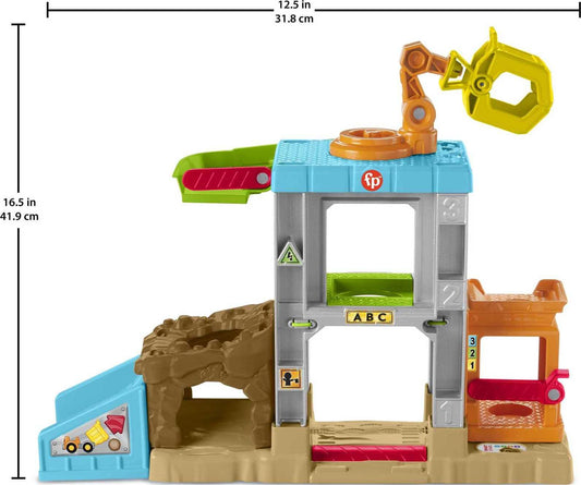 Fisher-Price Little People Toddler Learning Toy Load Up ‘N Learn Construction Site Playset with Smart Stages & Dump Truck for Ages 18+ Months