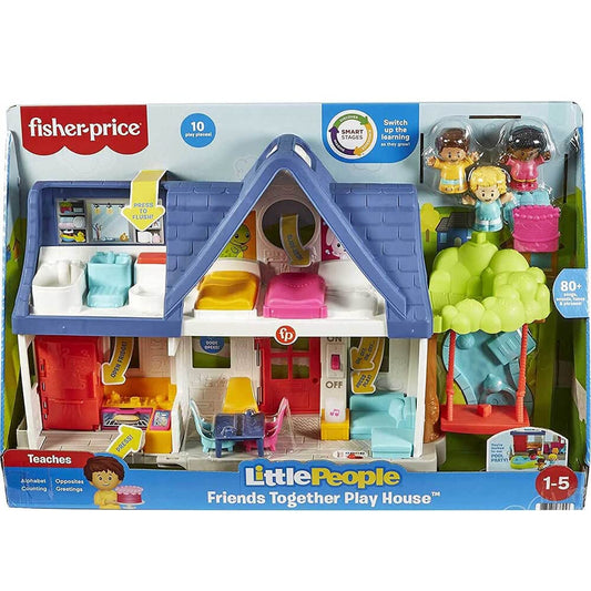 Fisher-Price Little People Friends Together Play House, Electronic Playset with Smart Stages Learning Content for Toddlers and Preschool Kids , Blue