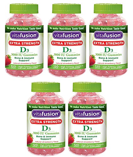 Extra Strength D3 Gummies, 120 Count (5 Bottles)