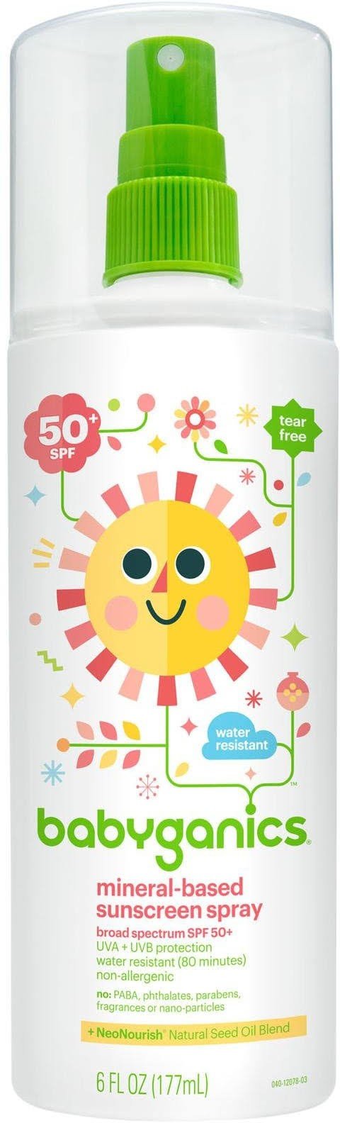 Babyganics Mineral Based Sunscreen Spray, SPF 50+ 6 oz (Pack of 5)