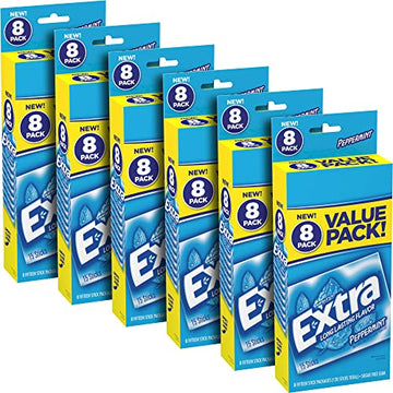 EXTRA Peppermint Sugar Free Chewing Gum Bulk Pack, 15 pieces (48 Packs)