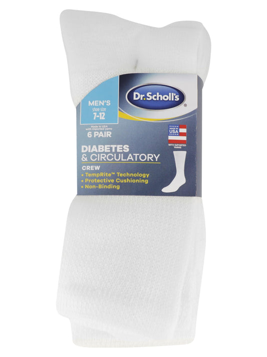 Dr. Scholl's Men's Diabetes & Circulator Sock, White, 13-15 US