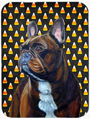 Caroline's Treasures LH9081LCB French Bulldog Candy Corn Halloween Portrait Glass Cutting Board Large Decorative Tempered Glass Kitchen Cutting and Serving Board Large Size Chopping Board