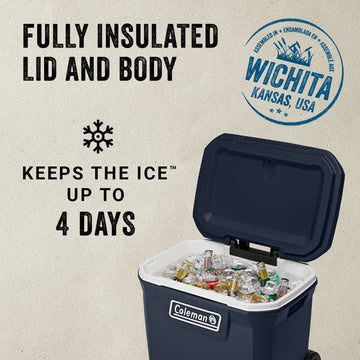 316 Series 50 Qt Wheeled Cooler, 16.6" W, Blue Nights