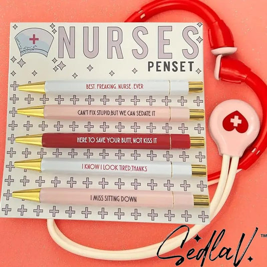 SEDLAV 5pcs Fun Nurses Pens - Humorous Daily Ballpoint Set for Office and Festival Celebrations