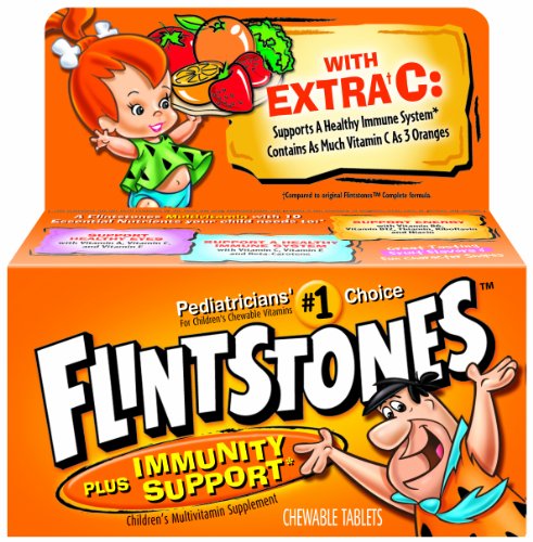 Flintstones Children's Chewable Multivitamin plus Immunity Support*, Childrenâ€™s Multivitamin Supplement with Vitamins A, C, E and Zinc, 60 Count (Pack of 3)