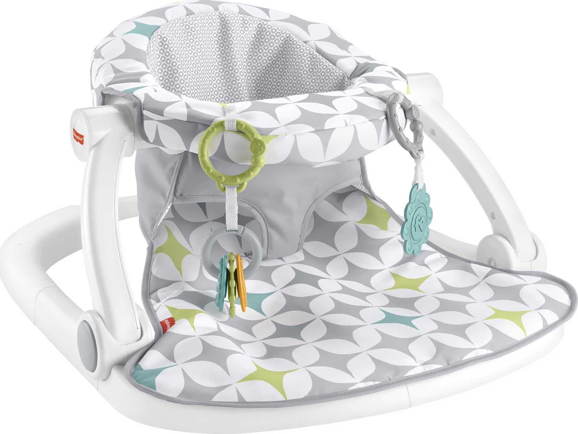 Fisher-Price Baby Portable Chair Sit-Me-Up Floor Seat with Developmental Toys & Machine Washable Seat Pad, Starlight Bursts