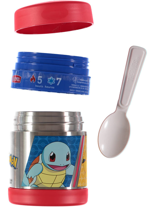 THERMOS FUNTAINER 10 Ounce Stainless Steel Vacuum Insulated Kids Food Jar with Folding Spoon, Pokemon