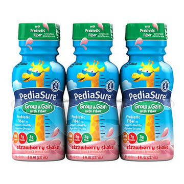 PediaSure Balanced Nutrition Beverage with Fiber, 8 fl oz Bottles, Strawberry 6 ea (Pack of 6)