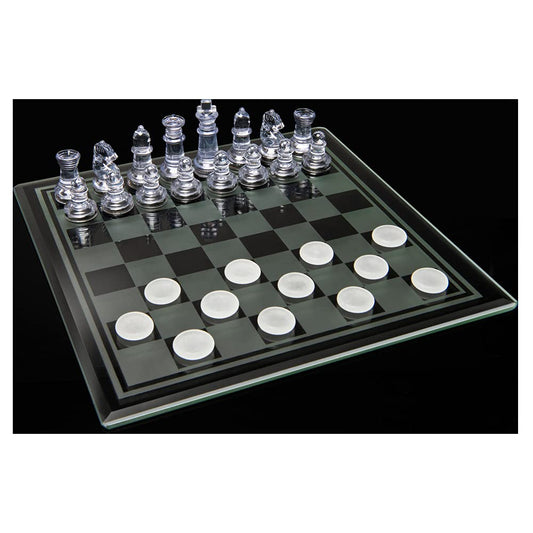 Chess & Checkers Set with Glass Board