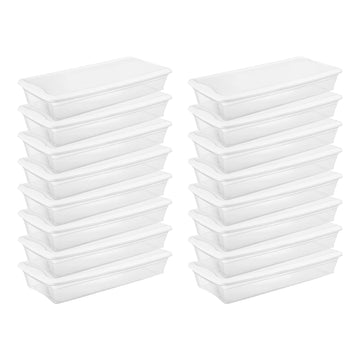 Sterilite 41 Qt Ultra Latch Box Stackable Storage Bin with Latching Lid, Organize Crafts, Clothes in Closets, Basements, Clear with White Lid, 18-Pack