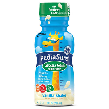 PediaSure Grow & Gain with Fiber Nutrition Shake For Kids, Vanilla, 8 fl oz (Pack of 18)