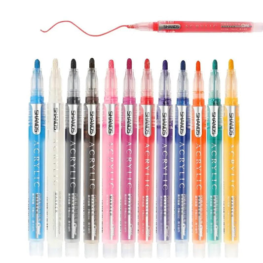 SEDLAV Artistic Vision with the Acrylic Paint Marker Set - Fine 2mm Fiber Tips, 12 Vibrant Colored Inks for Precision Detailing in Painting, Crafting, and DIY Projects.