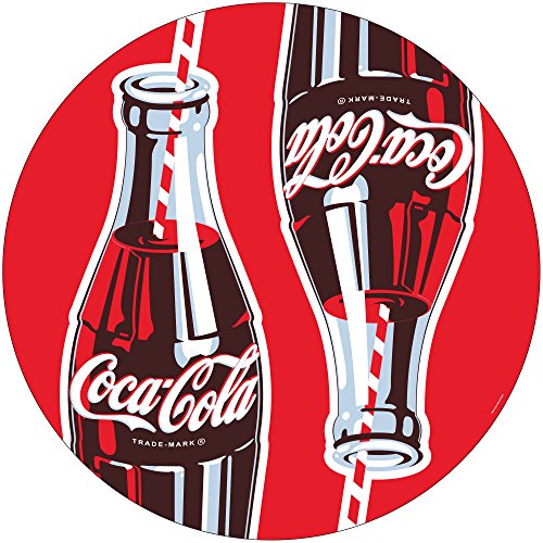 Trademark Gameroom Coke Chrome bar Stool with Swivel - Coca-Cola Twin Bottles with Straw Bottle Art