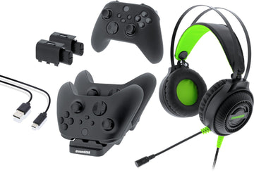 Gamers Kit for Xbox Series XS: Gaming Headset with 50mm Drivers, (2) Rechargeable Batteries, Controller Charger for Xbox Series XS,USB-C Cable, Controller Cover, Joystick Caps, (4) Battery Covers