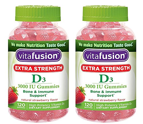 Extra Strength Vitamin D3 Gummies, 120 Count (2 Bottles)