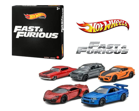 Hot Wheels Premium Cars Fast & Furious Premium Bundle, Gift for Fans & Collectors (HJC15)