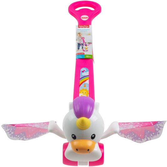 Fisher-Price Push & Flutter Unicorn, Infant Walking Toy with Sounds and Action