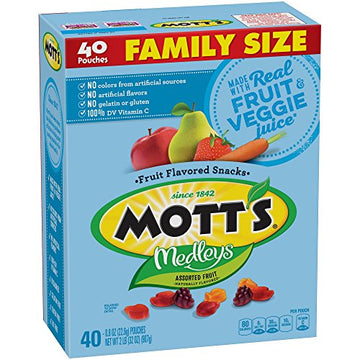 Mott's Medleys Fruit Flavored Snacks, Assorted Fruit, Value Pack, 40 Pouches, 32 oz (Pack of 3)