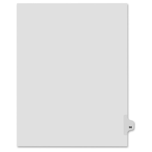 Kleer-fax 80000 Series Side Tab Index Divider - Printed98 - 8.50 X 11 - 25 / Pack - White Divider
