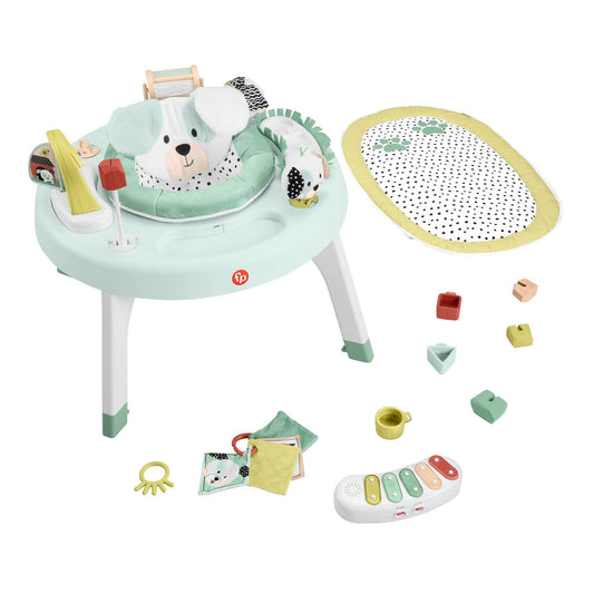 Fisher-Price Baby To Toddler Toy 3-In-1 Snugapuppy Activity Center and Play Table with Lights Sounds and Developmental Activities