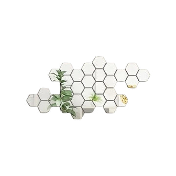 "SEDLAV Hexagon 3D Wall Mirror Stickers - Self-Adhesive Acrylic Mirror Wall Decals for DIY Home Decor - Shatterproof, Flexible, and Stylish Reflective Tiles - Easy Installation, Adhesive Backing