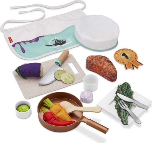 Fisher-Price Head Chef Set, pretend kitchen cooking play set for preschool kids ages 3 years and up