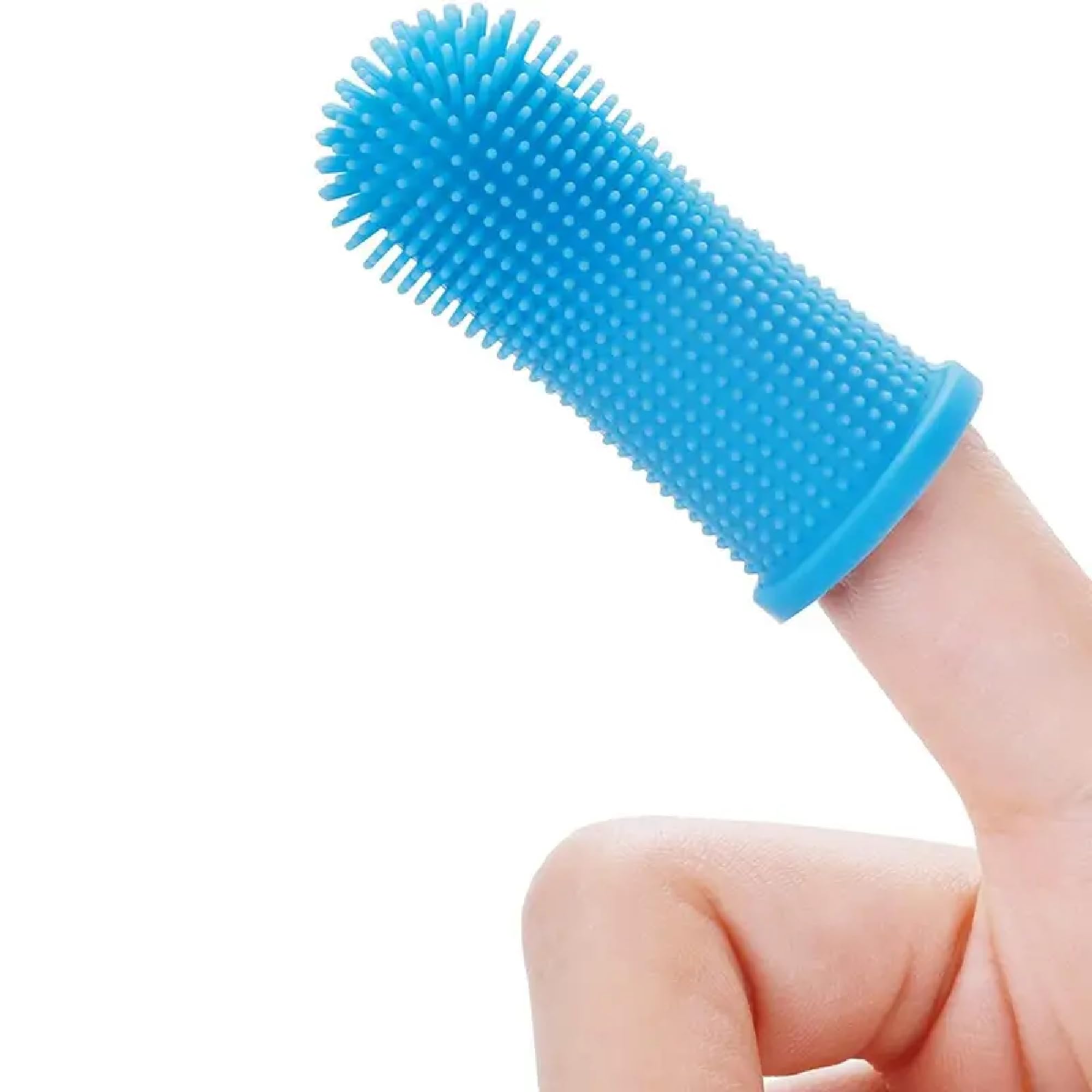 SEDLAV Baby Finger Toothbrush - Silicone Teether Brush and Gum Massager for Infant-Toddler, 3 Months Old+ in Blue - Dog Teeth Cleaning Spray Safe, Large Breed Dog-Friendly