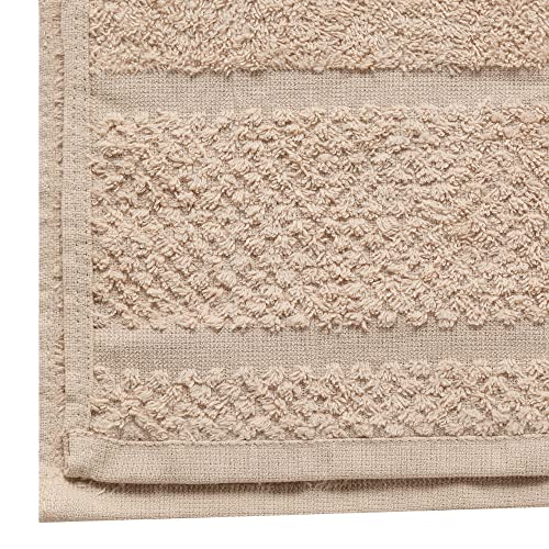 10 Piece Towels Set 100% Cotton Solid Dyed Casual Bath Towel (Beige)