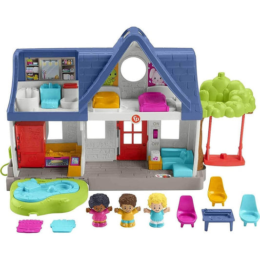 Fisher-Price Little People Friends Together Play House, Electronic Playset with Smart Stages Learning Content for Toddlers and Preschool Kids , Blue