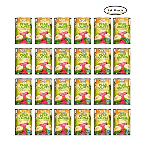 PACK OF 24 - Great Value Pear Halves in 100% Juice, 15 oz