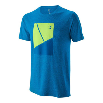 Wilson Men`s Tramline Tech Tennis Tee Brilliant Blue and Sharp Green (XX-Large)