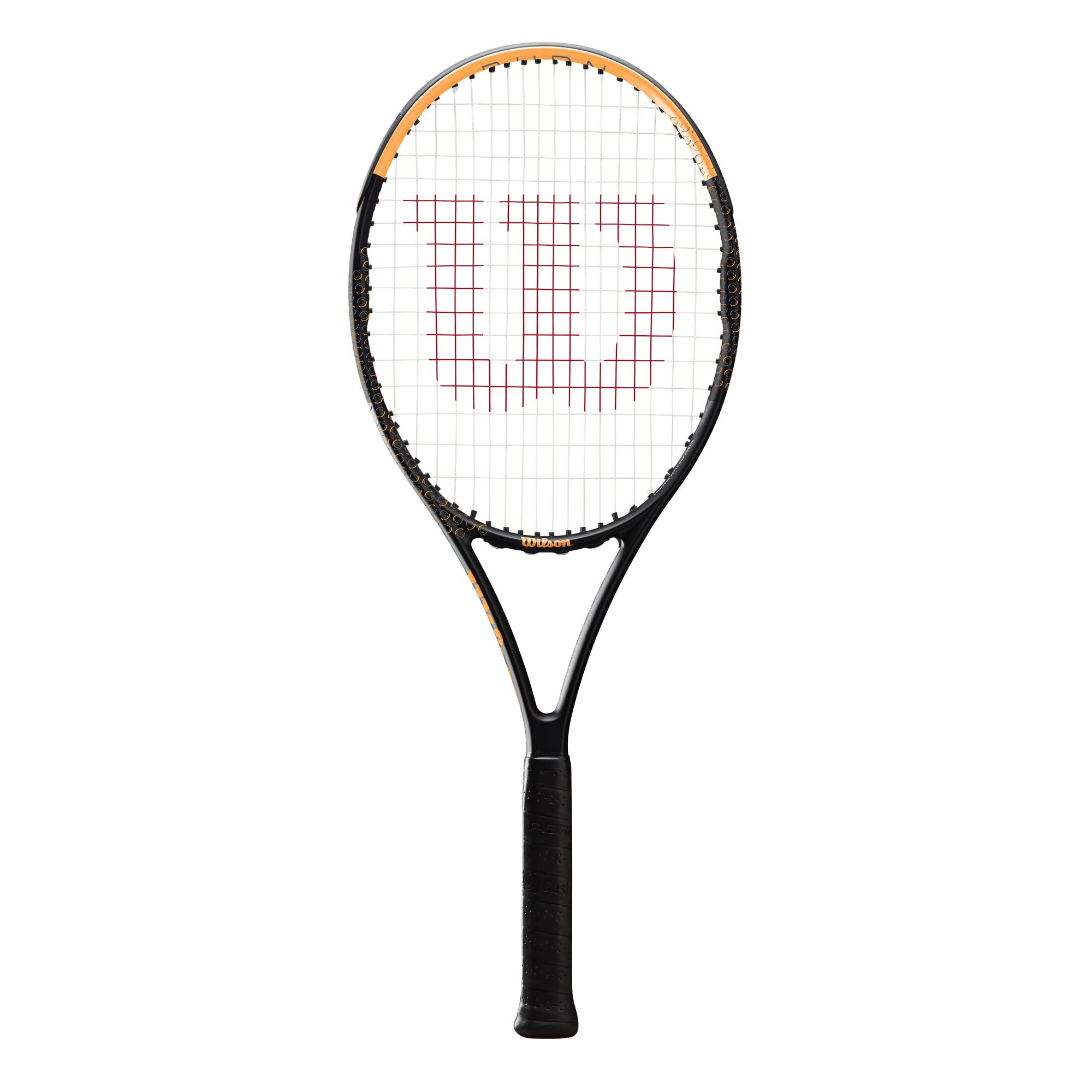 Wilson Burn Spin 103 Adult Recreational Tennis Racket - Grip Size 1-4 1/8", Black/Yellow